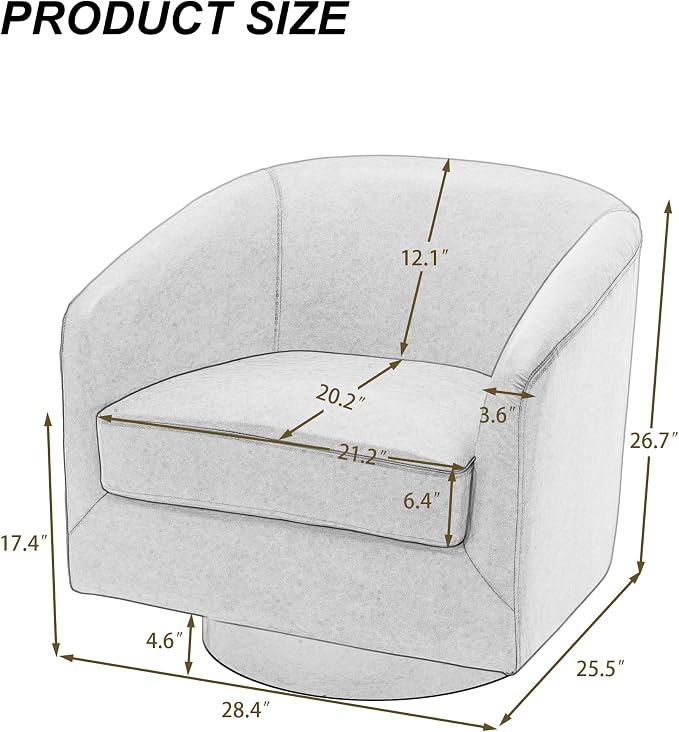 PU Leather Swivel Accent Chairs Set of 4, Barrel Club Chair Upholstered Armchair for Living Room - Red Brown