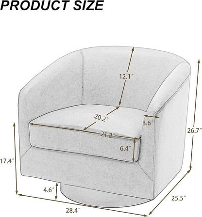 PU Leather Swivel Accent Chairs Set of 4, Barrel Club Chair Upholstered Armchair for Living Room - Red Brown