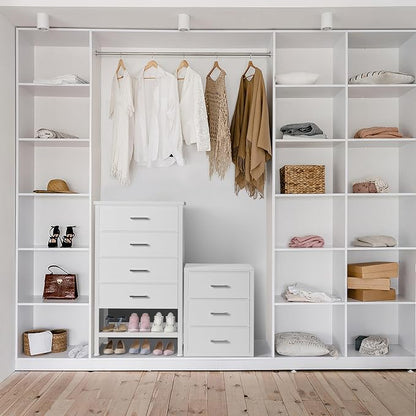 BOLUO White Dresser for Closet with 4 Drawers and Shelf Large Closet Drawers for Closet Organizers and Storage Bedroom Dorm Modern
