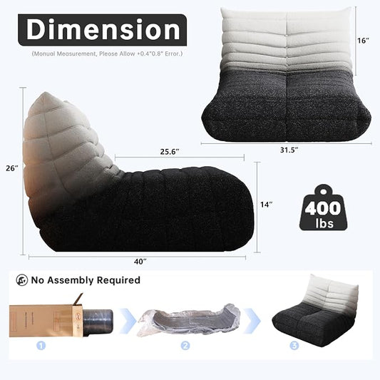 WHGBJA Bean Bag Chair for Adults, Lazy Bean Bag Sofa for Bedroom, Living Room, Reading, Gaming Floor Sofa Chair, Boneless, Comfy