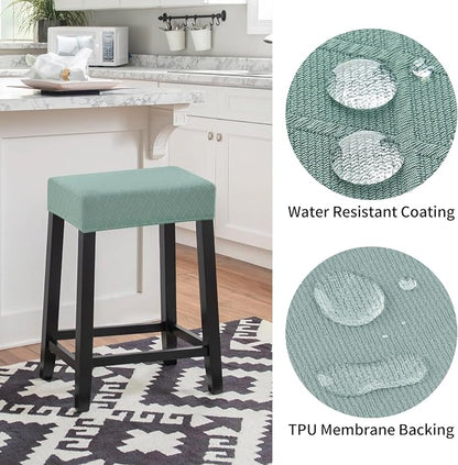 YISUN Stool Covers Rectangle - 4 Pack Stretch Waterproof Saddle Seat Cover Counter Bar Stools Bar Chairs Covers Kitchen Island Chairs Cushion Protector (1, Argyle-Green 4pcs)