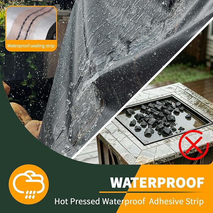 Enzeno Fire Pit Cover Square,Outdoor Firepit Cover Waterproof,Oxford Cloth Patio Fire Table Cover for Outdoor Fire Pit,Fits 28-29 inch Gas Firepit covers(29"L x 29"W x 24"H)