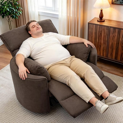 450lbs Oversized Power Recliner Chair, 53" Extra Wide Electric Recliner for Big and Tall Adults, Single Sofa with USB & Type-C Ports, Pillows, Chair for Living Room, Bedroom, Office (Brown)