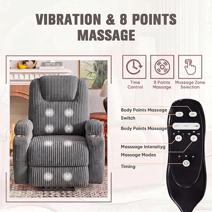 Flamaker Power Lift Recliner Chair Electric Lift Recliner for Elderly Power Lift Recliner Chair with Cup Holders Side Pockets for Living Room (Corduroy, Dark Gray)