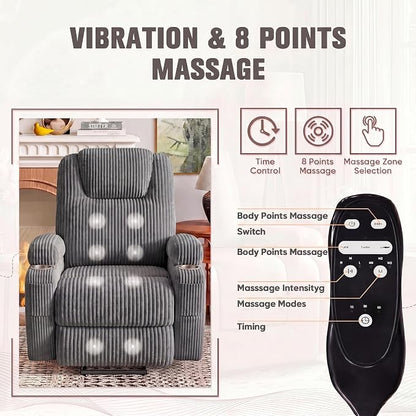 Flamaker Power Lift Recliner Chair Electric Lift Recliner for Elderly Power Lift Recliner Chair with Cup Holders Side Pockets for Living Room (Corduroy, Dark Gray)