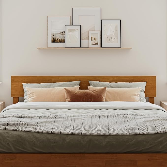 AFI, Orlando King Adjustable Modern Solid Wood Panel Headboard, Light Toffee