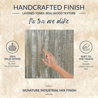 Barn Walls California King Wood Headboard - Graywash Farmhouse Design - Wall Mounted Floating Headboard for Cal King Size Bed - Handcrafted Solid Wood - Easy No-Drill Installation
