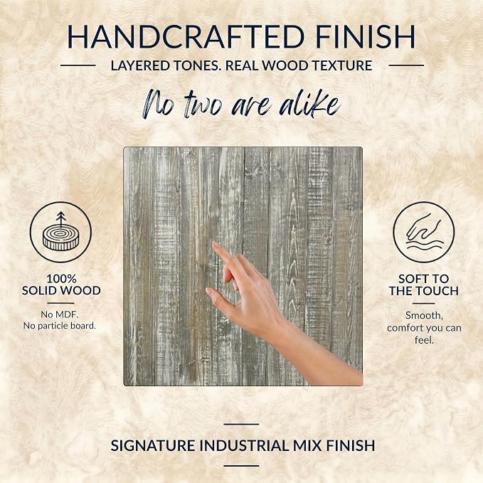 Barn Walls Solid Wood Headboard King Size Graywash Finish, Wall Mounted Headboard Panel with Natural Wood Grain, Adjustable Height, Farmhouse Rustic Coastal Style, Wooden King Headboard Only for Bed