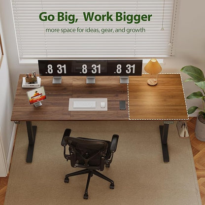 Agilestic Electric Standing Desk, 71 x 31.5 Inches Height Adjustable Desk, Sit Stand up for Work Office Home, Ergonomic Rising Computer Table with Memory Preset, Dark Walnut