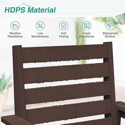 Patio Dining Chairs Set of 2, HDPS Weather Resistant Outdoor Chairs with Armrest, Heavy Duty 300LBS Support Patio Chairs for Backyard Deck Porch Balcony, Dark Brown