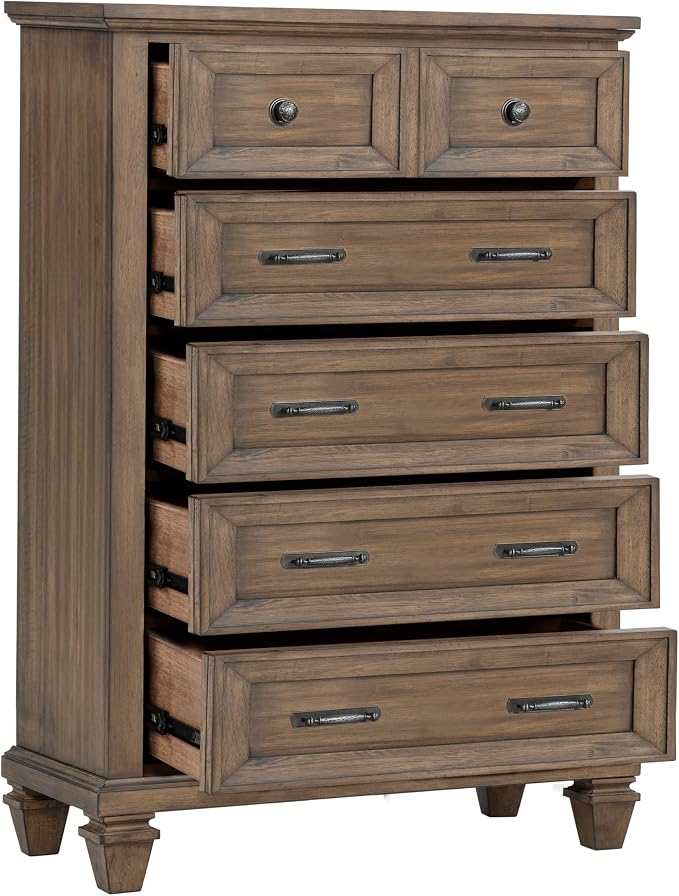 New Classic Furniture Mariana 5-Piece Wood King Bedroom Set, Vintage Mocha