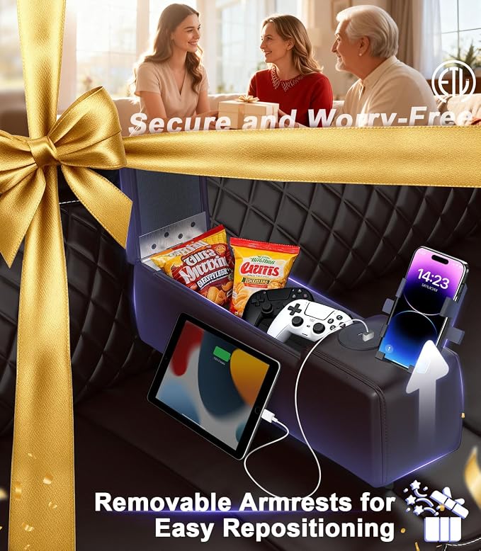 Power Loveseat Recliner Sofa, Removable Armrest 3 Seats Power Reclining Loveseat with Remote Liftable Console, Wall Hugger RV Theater Seating with Storage & USB & RGB (PU, Brown)