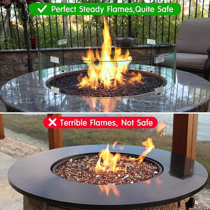 Skyflame 47" Round Fire Pit Glass Wind Guard, Thick & Clear Tempered Glass Fire-Resistant Wind Screens with Bracket & Feet, for Outdoor Fire Table/Fire Pit Pan