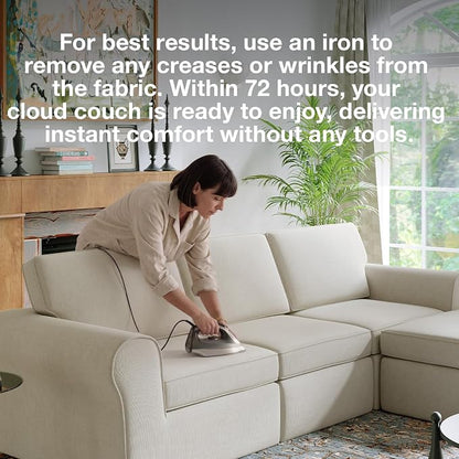 Novilla 138" Modular Sectional Sofa, Modular Sectional Couches for Living Room, Chenille Removable Cover Cloud Couch with Smarts Coil® Support U-Shaped Boneless Couch(Beige, 4 Seater + 4 Ottoman)