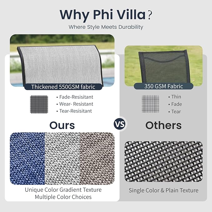PHI VILLA 7 Piece Patio Dining Set, 6 Swivel Patio Chairs with Textilene Mesh Fabric & Rectangular Wooden-Like Dining Table(1.6" Umbrella Hole), All Weather Patio Chairs and Table Set for Deck (Grey)