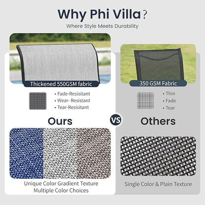 PHI VILLA 7 Piece Patio Dining Set, 6 Swivel Patio Chairs with Textilene Mesh Fabric & Rectangular Wooden-Like Dining Table(1.6" Umbrella Hole), All Weather Patio Chairs and Table Set for Deck (Grey)