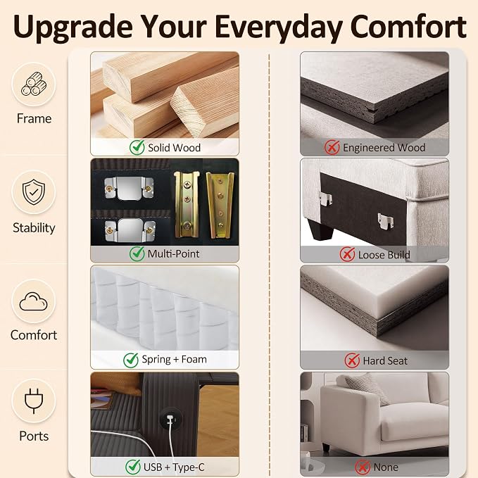 Ball & Cast 80" Sectional Sleeper Sofa Bed Pull Out Couches for Living Room | L Shaped Convertible Pull Out Sofa Bed with Storage Chaise, Foldable Table, USB Port, Cup Holder, Side Pocket for Small Space