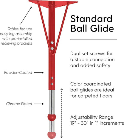 FDP Flower Activity School and Office Table (60 inch), Standard Legs with Ball Glides for Collaborative Seating Environments, Adjustable Height 19-30 inches - Gray Top and Red Edge