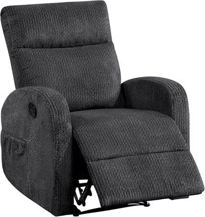 Lexicon Manual Recliner Chair, Textured Microfiber Reclining Chair, Wall Hugger, Track Arms, Magazine Pockets, Manual Recliner for Living Room/Office/Apartment, Easy Assembly, Dark Gray