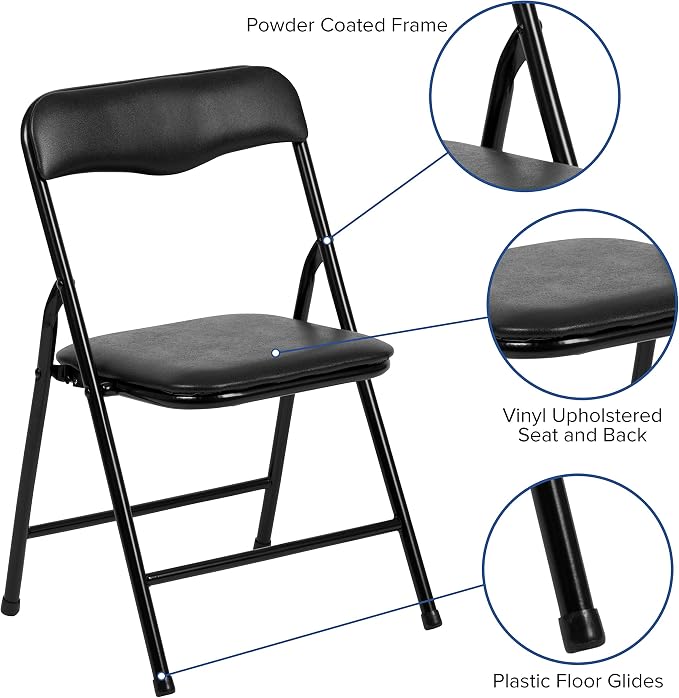 Flash Furniture Mindy Kids 3-Piece Folding Table and Chairs Set for Daycare and Classrooms, Children's Activity Table and Chairs Set, Black
