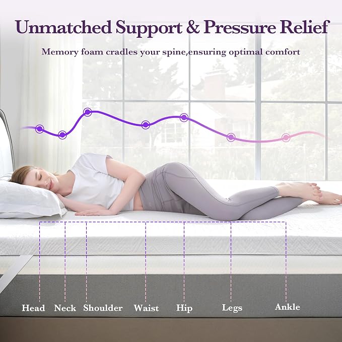 SINWEEK 3 Inch Gel Memory Foam Mattress Topper with Cooling Cover Ventilated Soft Mattress Pad, Bed Topper, CertiPUR-US Certified, King Size