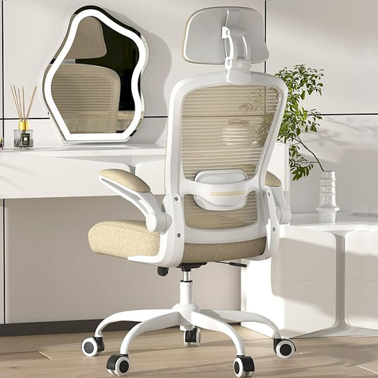 Mimoglad Office Chair, High Back Ergonomic Desk Chair with Adjustable Lumbar Support and Headrest, Swivel Task Chair with flip-up Armrests for Guitar Playing, 5 Years Warranty