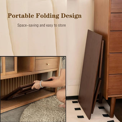 Bamboo Folding Coffee Table, Japanese Low Desk, No Assembly Portable Furniture, for Dining Working Studying Relaxing, Chestnut, 26 x 15.8 x 11.8 Inches