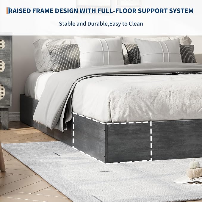 GarveeHome Twin Size Wood Platform Bed Frame,Wooden Bed Frame Without Headboard, Wood Slat Support,No Box Spring Needed, Easy Assembly