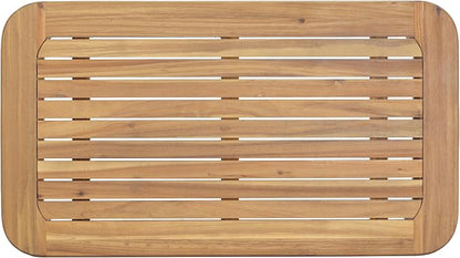 Merax 1 Piece Patio Furniture Set, All-Weather Acacia Wood Rectangular Coffee Table with Sturdy Legs, Outdoor Center Table for Porch, Lawn, Backyard, Balcony Teak