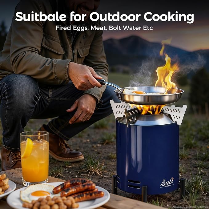BALI OUTDOORS 6.5 inch Tabletop Fire Pit Round, Stainless Steel Table Top Firepit Small, Outdoor Smokeless Firepit Portable, Blue