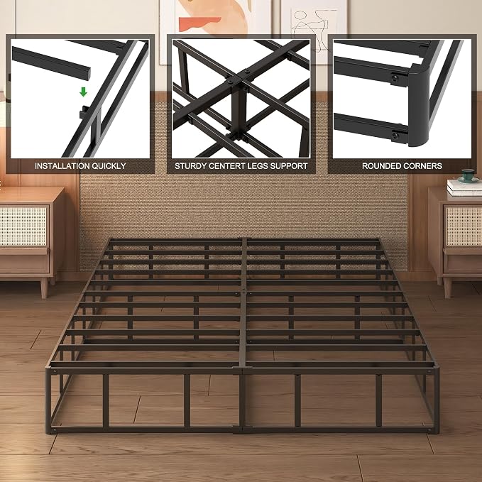 Lutown-Teen 10 Inch Queen Box Spring High Profile, Heavy Duty Metal Box Spring for Queen Bed Base with Fabric Cover, Mattress Foundation, Noise Free, Easy Assembly