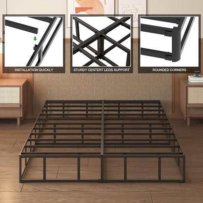 Lutown-Teen 10 Inch Queen Box Spring High Profile, Heavy Duty Metal Box Spring for Queen Bed Base with Fabric Cover, Mattress Foundation, Noise Free, Easy Assembly