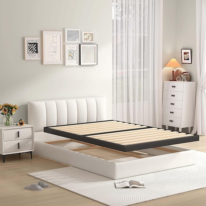 MAF 2 Inch Twin Box Spring with Round Corners, Low Profile Box Spring Twin Size, Bunkie Board with Wood Slats Bed Slat Replacement 3500 lbs Black Heavy Duty Metal Mattress Foundation, Easy Assembly