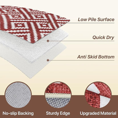 GENIMO Outdoor Rug for Patio Clearance, 3'x5' Indoor Area Rug, Waterproof Reversible Christmas Mat, Outside Camping Carpet for Porch, Living Room, Balcony, Deck, Bedroom, Picnic, Red White