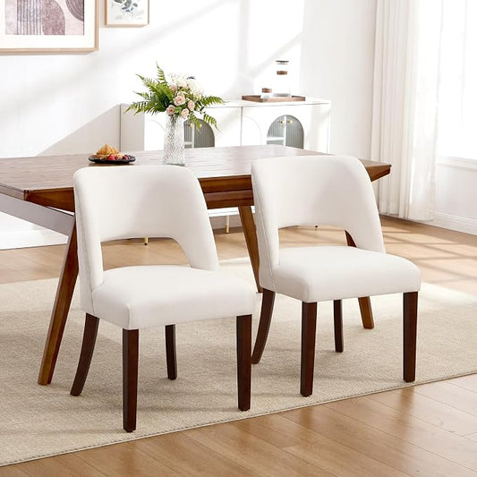 Dining Chairs Set of 2,Modern Linen Dining Room Chairs with Thick Cushions,Upholstered Kitchen Dining Room Chairs for Dining Living Room Beige