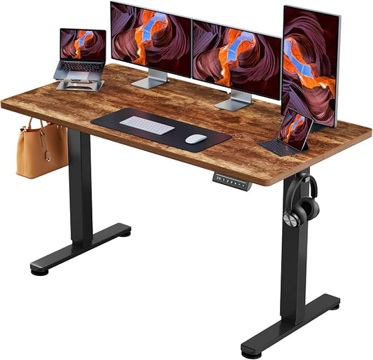 ErGear 63 X 28 Height Adjustable Electric Standing Desk, Vintage Brown | Smooth Height Adjustment, 4 Memory Presets, One-Touch Control, Stable Steel Frame, 176 lbs Capacity, Easy Assembly