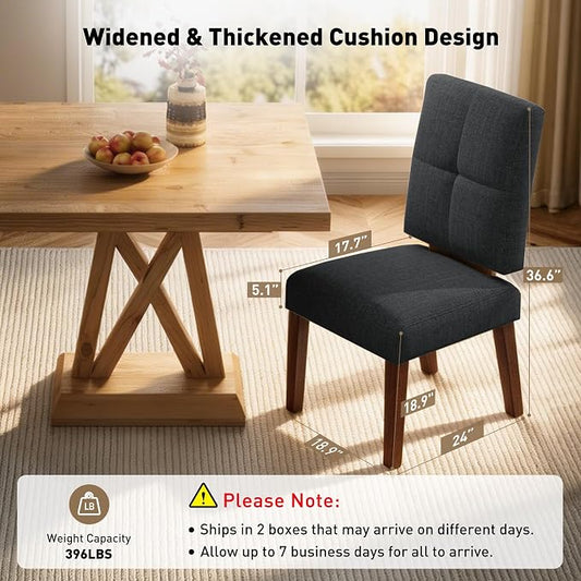 HOMRELEXA Wooden Dining Chairs Set of 6, Dining Room Chairs with Wood Legs, Cloud-Like Cushion & Reinforcement Structure Design for Kitchen/Living Room/Restaurant, Easy Assembly