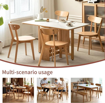 Solid Oak Dining Chairs Set of 4 – FAS Grade Frame, Mid Century Modern Armless Side Chairs, Heavy Duty 400 lb Capacity, Natural Finish Curved Back for Breakfast Nook, Dining Room & Kitchen