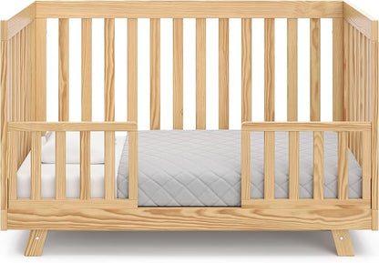 Storkcraft Beckett 3-in-1 Convertible Crib – GREENGUARD Gold Certified, Fits Standard Crib Mattress, Converts to Toddler Bed and Daybed, 4 Mattress Heights, Grow-with-Me Design (Natural)