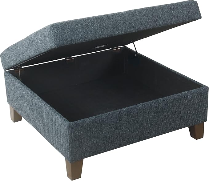 HomePop 32" Square Storage Ottoman - Textured Navy
