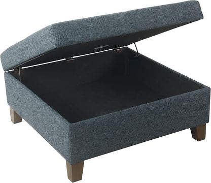 HomePop 32" Square Storage Ottoman - Textured Navy