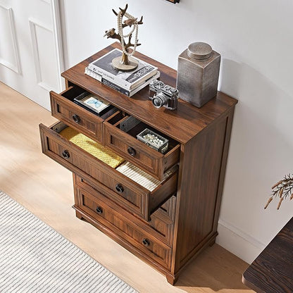 Joaxswe Farmhouse 6 Drawer Dresser for Bedroom Set of 2, 41" Tall Small Dressers & Chest of Drawers, Rustic Wood Dresser with Metal Handle, Storage Organizer Closet for Living Room, Hallway, Entryway