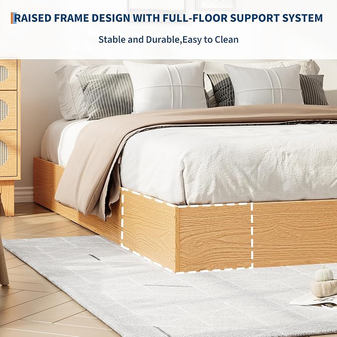 GarveeHome California King Wood Platform Bed Frame,Wooden Bed Frame Without Headboard, Wood Slat Support,No Box Spring Needed, Easy Assembly
