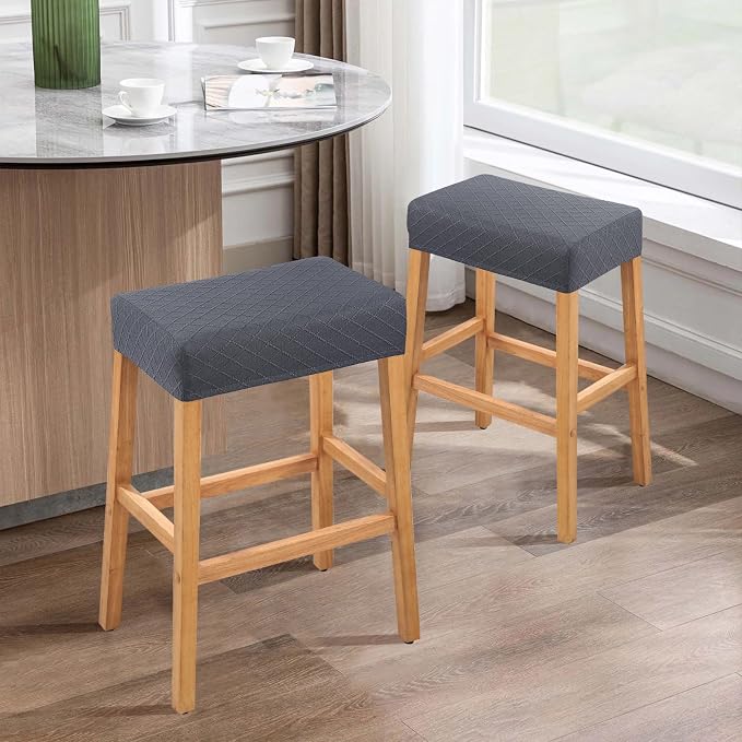 YISUN Stool Covers Rectangle - 2 Pack Stretch Waterproof Saddle Seat Cover Counter Bar Stools Bar Chairs Covers Kitchen Island Chairs Cushion Protector