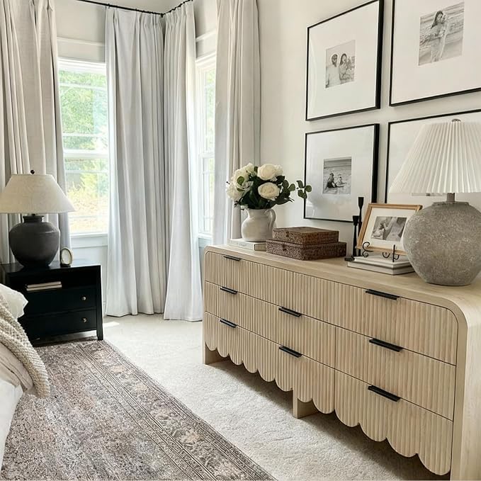 Fluted 8-Drawers Dresser for Bedroom, 59” Farmhouse Chest of Drawers with Thickened Wooden Board,Baby Dresser for Kids Storage for Clothes