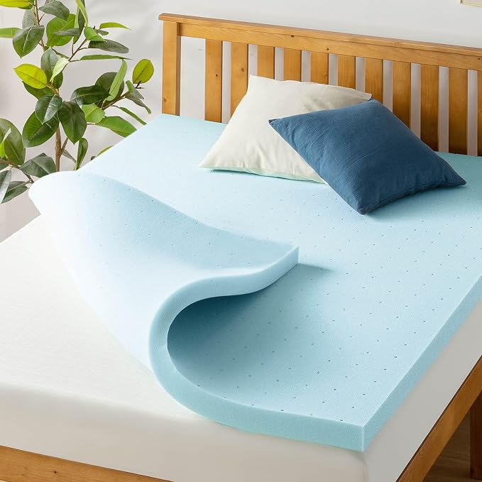 Mellow 2.5 Inch Ventilated Memory Foam Mattress Topper, Cooling Gel Infusion, CertiPUR-US Certified, Dorm Essentials, Full