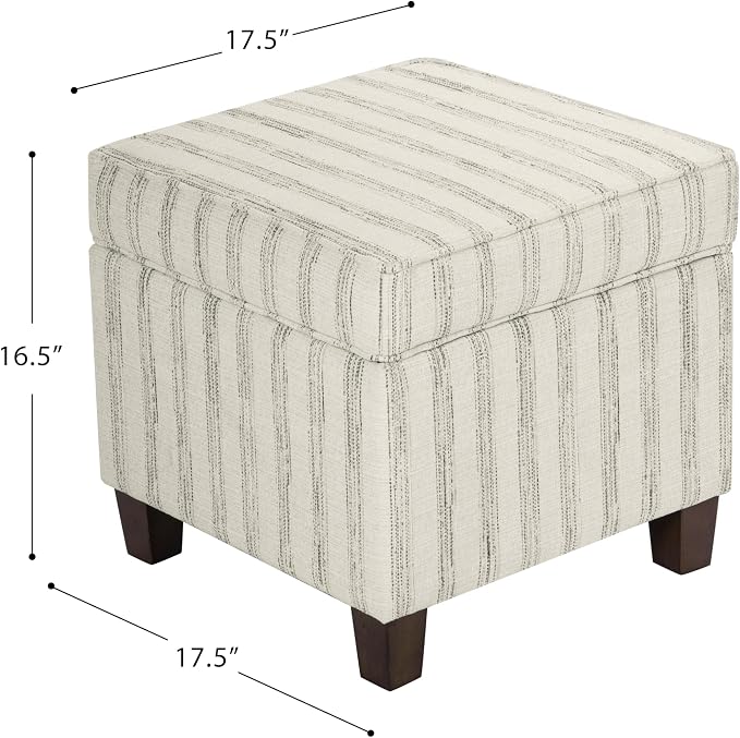 HomePop 18" Classic Square Storage Ottoman - Gray & Cream Stripe
