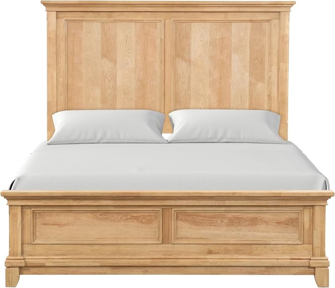 Furniture of America Yardley Farmhouse Solid Wood 3-Piece Bedroom Collection with Panel Bed and Nightstands Set of 2, Box Spring Required for Bedroom, Guess Room, Full, Natural Oak