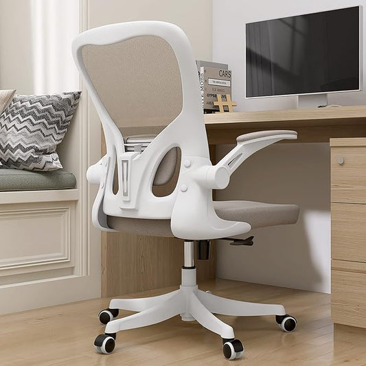 Ergonomic Office Desk Chair, 90°-125° Tilt Back Home Desk Chair with 360° Swivel & Mute Wheels, High Back Mesh Computer Chair for Adults with Lumbar Support, 330 LBS Capacity(01Khaki)