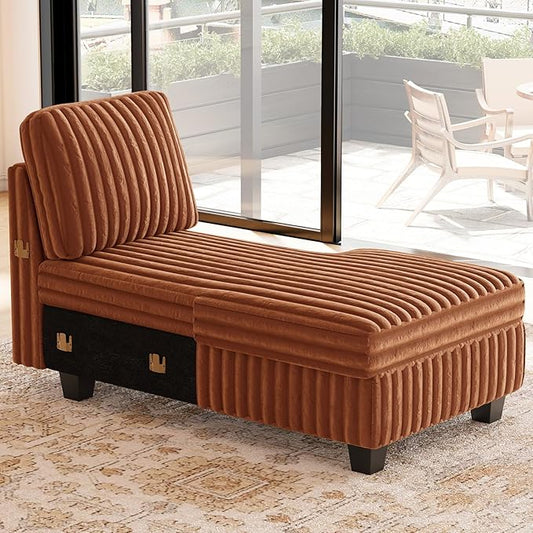 Belffin Modular Sectional Storage Chaise Module for Modular Sectional Sofa Right-Facing Chaise Brick Red Couch